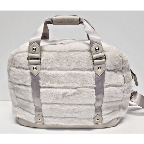 Cynthia Rowley Duffle Ivory Cream Fur Adjustable Removable Crossbody Strap - Picture 1 of 14
